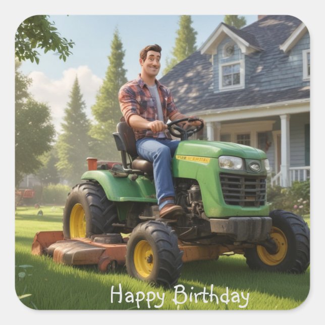 Adesivo Quadrado Lawnmower Man Birthday (Frente)