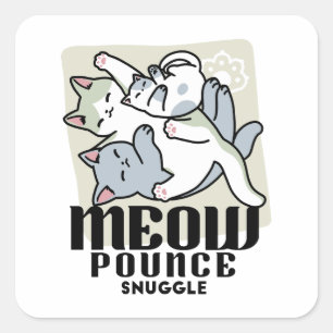 Adesivo Quadrado Lazer - Design de Gatos Preguiçosos