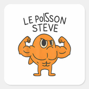 Adesivo Quadrado Le Poisson Steve Funny Muscular Fish Cartoon