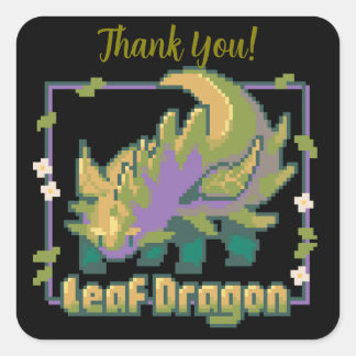 Adesivo Quadrado Leaf Dragon, pixel art