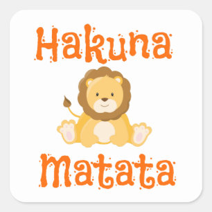 Adesivo Quadrado Leão-Cute Hakuna Matata