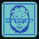 Adesivo Quadrado Leão de Judah Sticker<br><div class="desc">Um adesivo quadrado com uma imagem texturizada de um Leão Real Azul e Turquesa da cabeça Judah na turquesa texturada. Fronteira azul real. Consulte confetti,  etiqueta e papel de embalagem correspondentes. Veja toda a coleção do Chanucá Sticker na categoria CARDS & STICKERS na seção HOLIDAYS.</div>