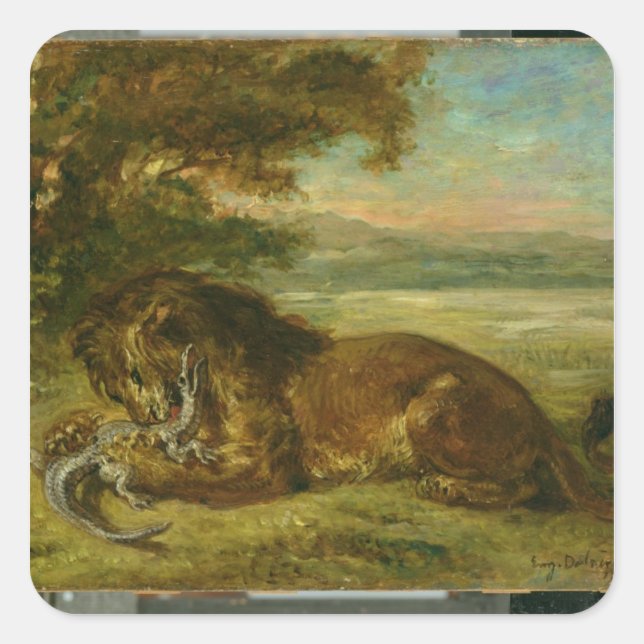 Adesivo Quadrado Leão e jacaré, 1863 (Frente)