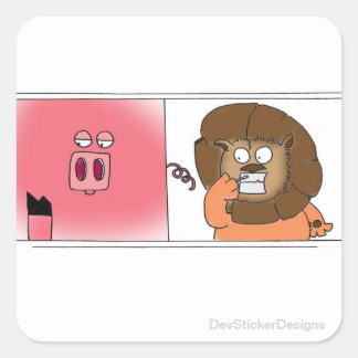 Adesivo Quadrado Leão faminto