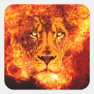 Adesivo Quadrado Leão Flamejante de Judah