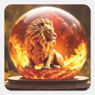 Adesivo Quadrado Leão Majestoso: Rei dos Selvagens
