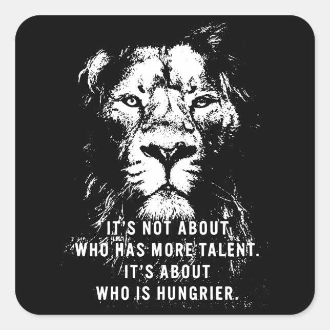 Adesivo Quadrado Leão - Palavras Motivacionais - Inspiração (Frente)