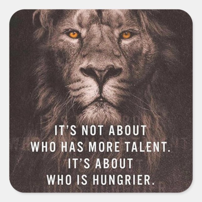 Adesivo Quadrado Leão - Palavras Motivacionais - Inspiração (Frente)