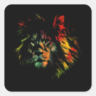 Adesivo Quadrado Leão Rasta