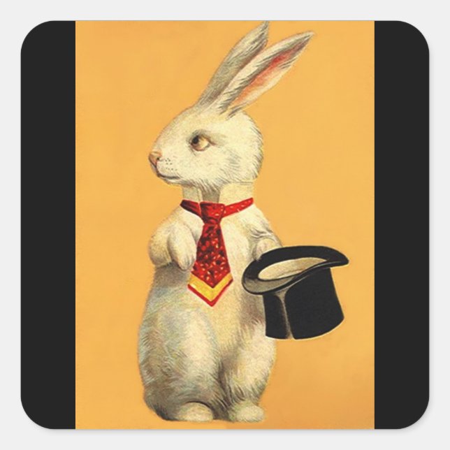 Adesivo Quadrado Lebre mágica do coelho do hat-trick de Anthro do (Frente)
