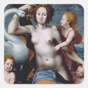 Adesivo Quadrado Leda e a cisne