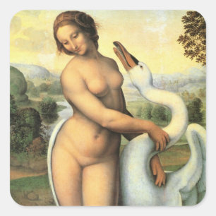 Adesivo Quadrado Leda e o Cisne de Leonardo da Vinci