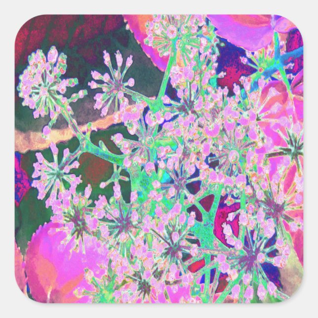 Adesivo Quadrado Legal Abstrato na Natureza a Rosa e Verde limão (Frente)