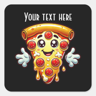 Adesivo Quadrado Legal amantes de pizza adicionam texto