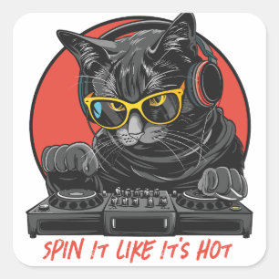 Adesivo Quadrado Legal Cat DJ