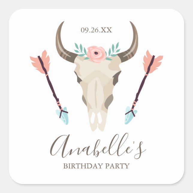 Adesivo Quadrado Legal Crânio de Vaca (Frente)