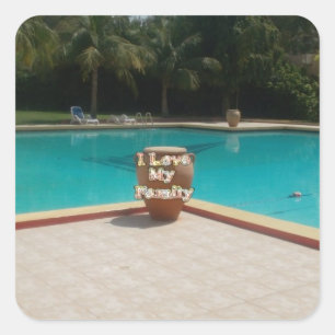 Adesivo Quadrado Legal Hakuna Matata Piscina Lado Eu amo Minha Famí