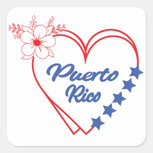 Adesivo Quadrado Legal Ilustração do Coração em Porto Rico Floral