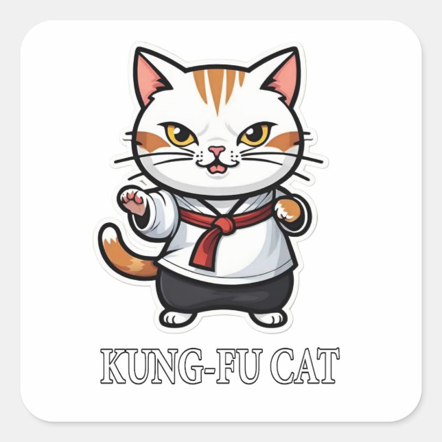 Adesivo Quadrado Legal Kung-Fu Cat Sticker (Frente)