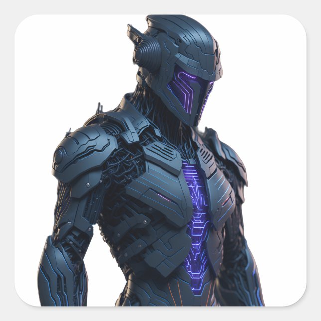 Adesivo Quadrado Legal robô futurista design de alta qualidade (Frente)