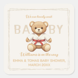 Adesivo Quadrado Legendary Red Belt Judo Bear – Baby Shower