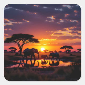 Adesivo Quadrado Leggings Africanas Pôr-do-Sol Majestade