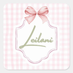 Adesivo Quadrado Leilani Baby Nursery Gingham Personalizado
