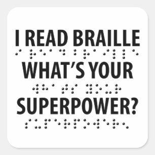 Adesivo Quadrado Leio Braille Qual é o seu superpoder