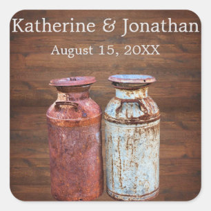 Adesivo Quadrado Leite Cans País Casamento Russo Antigo Orçamento d