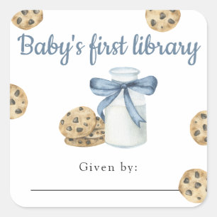 Adesivo Quadrado Leite e Biscoitos Bebê da primeira biblioteca 