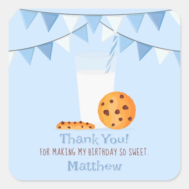 Adesivo Quadrado Leite e cookies (Frente)