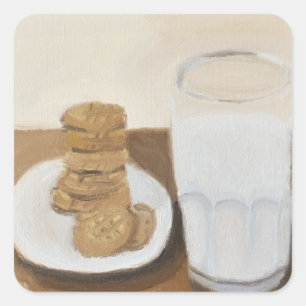Adesivo Quadrado Leite e cookies
