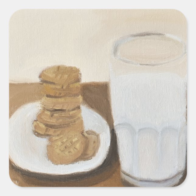 Adesivo Quadrado Leite e cookies (Frente)