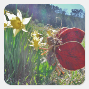 Adesivo Quadrado Leite e flores amarelas