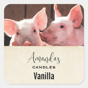 Adesivo Quadrado Leitões cor-de-rosa, Artesanato de velas para foto