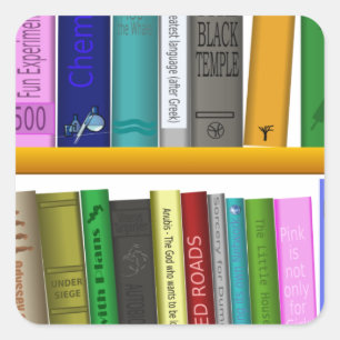 Adesivo Quadrado leitura da biblioteca de livros de prateleiras