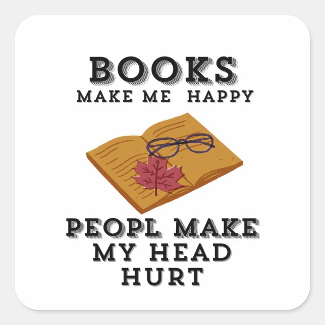 Adesivo Quadrado Leitura de outono de livros de retração me deixa f (Frente)