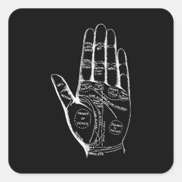 Adesivo Quadrado Leitura de Palm do Gráfico de Palmísica de Vintage