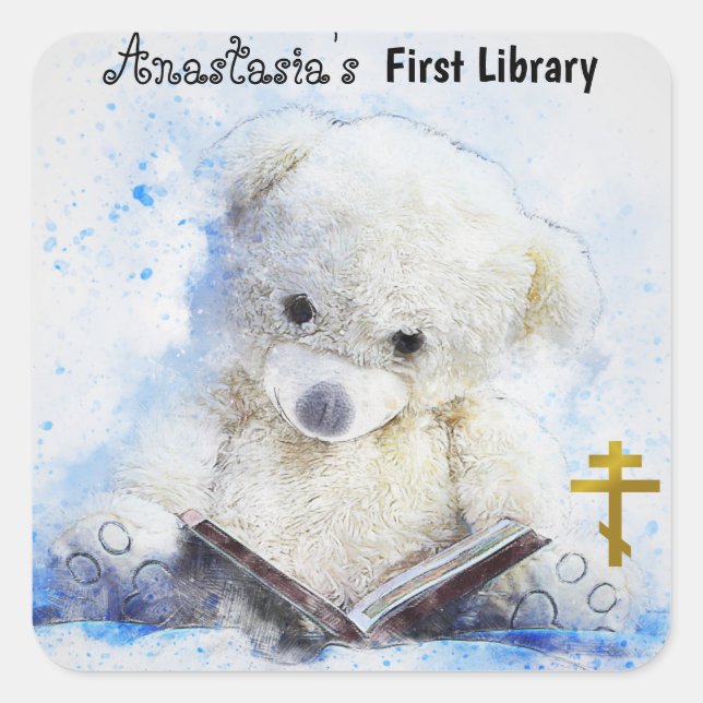 Adesivo Quadrado Leitura De Urso Ortodoxo (Frente)