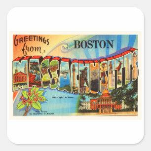 Adesivo Quadrado Lembrança das viagens vintage das MÃES de Boston