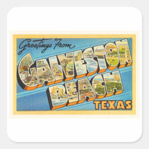 Adesivo Quadrado Lembrança das viagens vintage de Texas TX da prai