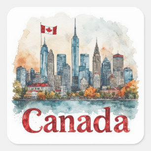 Adesivo Quadrado Lembrança de Viagens em Família no Canadá para Mem