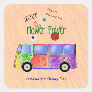 Adesivo Quadrado Lembrem-se do Rock and Roll dos anos 60, Groovy.