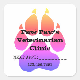 Adesivo Quadrado Lembrete de Compromisso Veterinário 