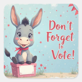 Adesivo Quadrado Lembrete de Voto de Burro Alegre