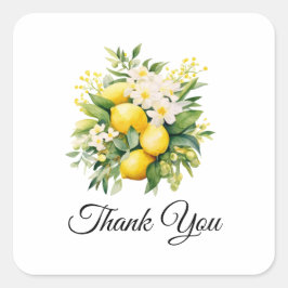 Adesivo Quadrado Lemon Bouquet with White Blossoms Thank You