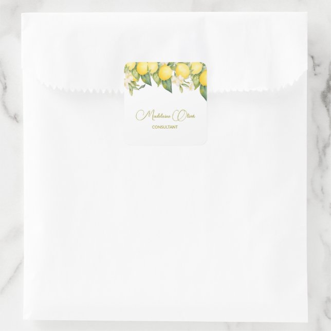 Adesivo Quadrado Lemon Floral Citrus Modern Personal Business (Bolsa)