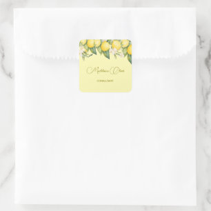 Adesivo Quadrado Lemon Floral Citrus Moderno Yellow Business