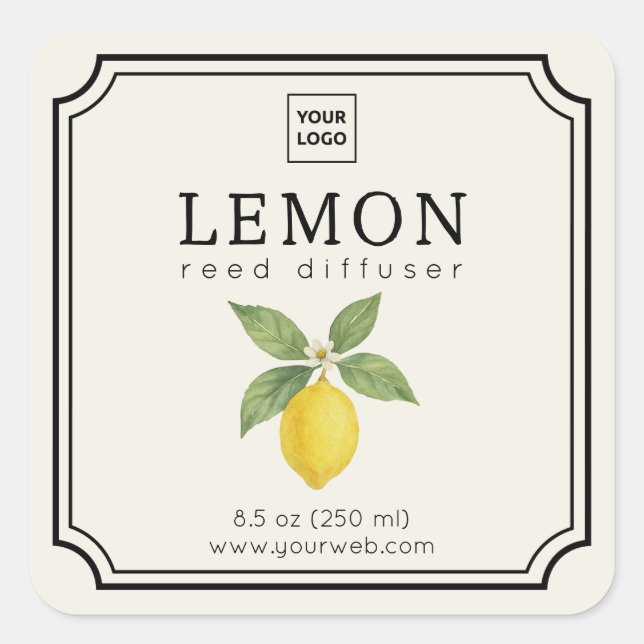 Adesivo Quadrado Lemon Reed Diffuser Label (Frente)