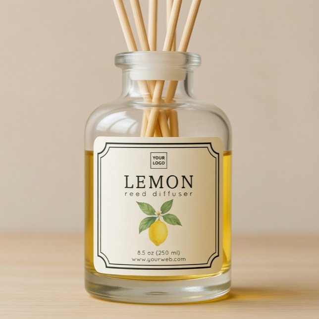 Adesivo Quadrado Lemon Reed Diffuser Label (Criador carregado)